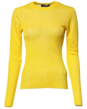 Dolce & Gabbana Gelber Langarm Rundhals Pullover