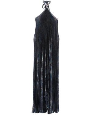 L'idée Kleedjes ,Blauw ,Polyester Deesse Geplooide Galajurk - Zwart