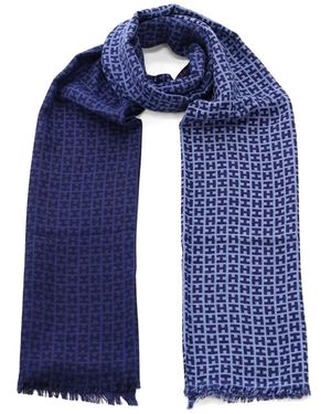 Hemisphere Accessoires ,Blauw ,Kasjmier Sjaal Met H-Motief En Franjes