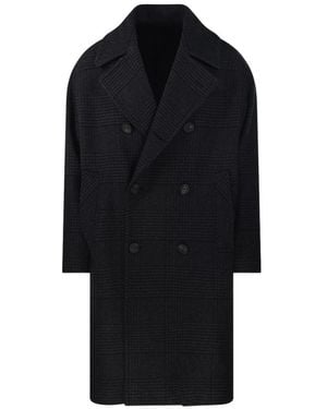 Hevò Double-Breasted Coats - Negro