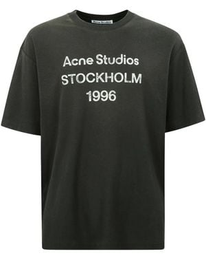 Acne Studios Tops ,Zwart ,Katoen Sprayed Logo T-Shirt