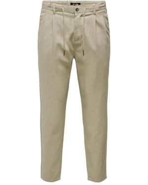 Only & Sons Broeken ,Linnen Onsleo Crop Linnen Mix Pantalon - Naturel