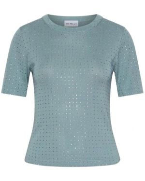 Marella Tops ,Blauw ,Geborduurd Gebreid T-Shirt