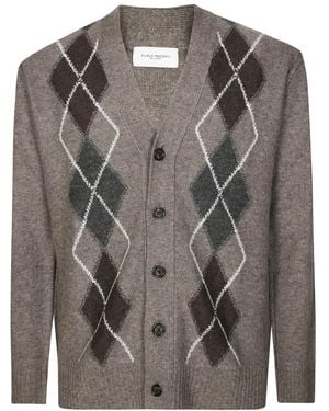 Paolo Pecora Cardigan Met Ruitpatroon Trui - Grijs