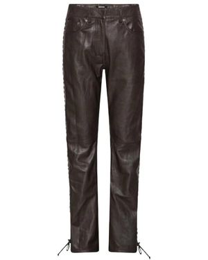 ROTATE BIRGER CHRISTENSEN Broeken ,Bruin ,Leer Leren Broek Met Veters