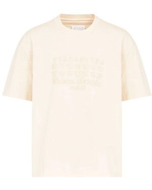 Maison Margiela Besticktes zahlen baumwoll t-shirt - Weiß