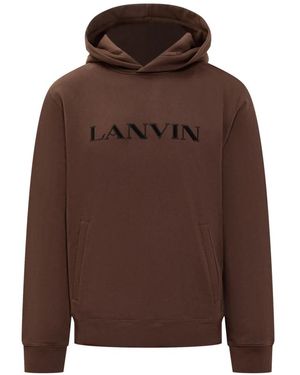 Lanvin Hoodies & Sweatvesten ,Bruin ,Katoen Geborduurde Katoenen Hoodie