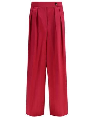 Dries Van Noten Broeken ,Roze ,Katoen Wijde Pantalons Met Plooi - Rood