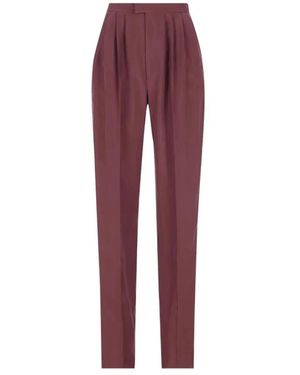 Saint Laurent Broeken ,Rood ,Leer Broek Van Zijden Habotai