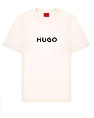 HUGO Dumeo T-Shirt Mit Schildkröten-Logo - Weiß