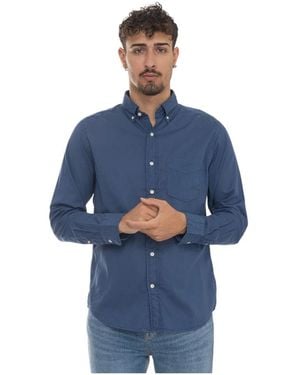 GANT Effen Overhemd Met Zak - Blauw