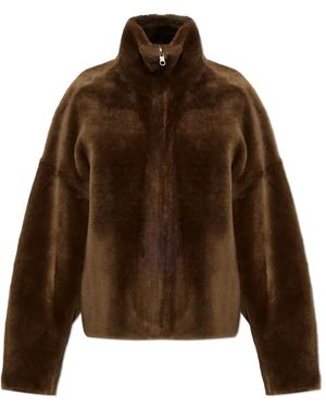 Arma Jassen ,Bruin ,Leer Indy Korte Omkeerbare Shearling Jas