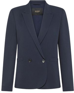Seventy Jassen ,Blauw ,Stijlvolle Cady Crêpe Viscose Jas