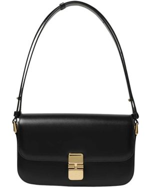 A.P.C. Schwarze Leder-Schultertasche