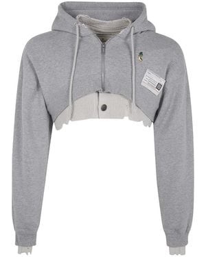 Maison Mihara Yasuhiro Cropped Parka Met Rits - Grijs