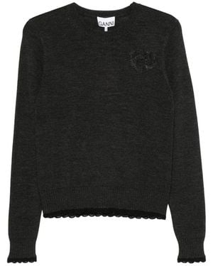 Ganni Round-Neck Knitwear - Noir
