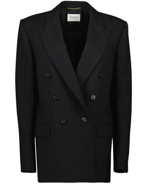Saint Laurent Elegante Wollen Blazer Cassandre Stijl - Zwart
