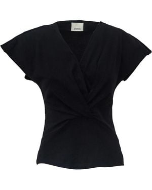 Isabel Marant Top Met Korte Mouwen En V-Hals - Zwart