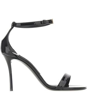Dolce & Gabbana Schoenen ,Zwart ,Leer Lakleren Sandalen