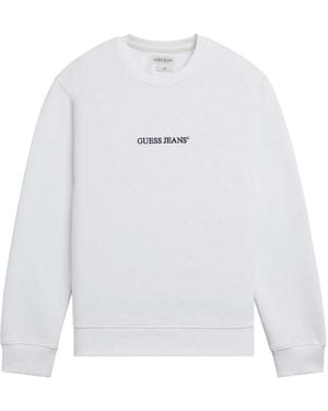 Guess Hoodies & Sweatvesten ,Wit ,Katoen Slim Logo Crewneck Sweatshirt