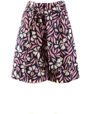 P.A.R.O.S.H. Bloemen Blauwe Katoenen Shorts Voor Vrouwen - Paars