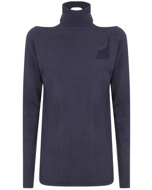 Semicouture Truien & Vesten ,Zwart ,Blanche Turtleneck Trui - Blauw