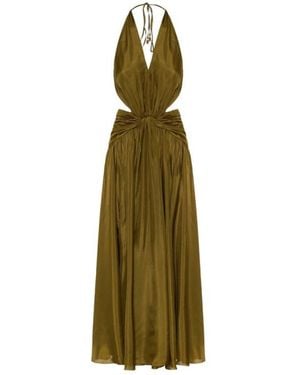 Zimmermann Indra Plunge Halter Maxi Jurk - Groen