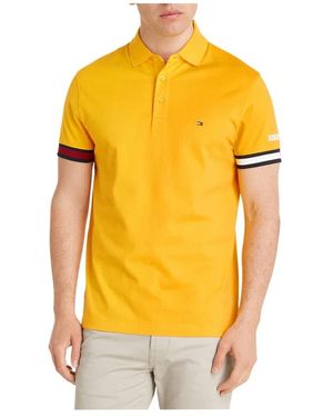 Tommy Hilfiger Polo-Shirt Mit Flaggen-Manschette Und Logo - Gelb