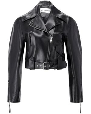 Givenchy Leren Bikerjack Met Oversized Pasvorm - Zwart