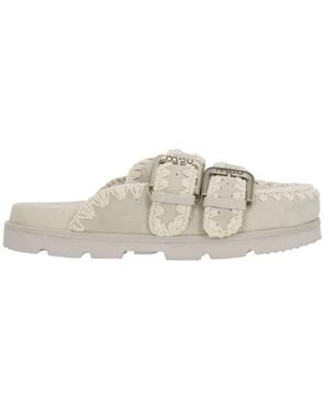Mou Schoenen ,Wit ,Leer Suede Leather Sabot - Naturel