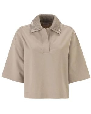 Brunello Cucinelli Tops ,Katoen Interlock Couture Poloshirt - Naturel