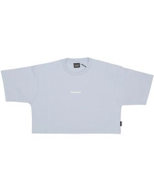 Propaganda Cropped T-Shirt Mit Rippen - Blau