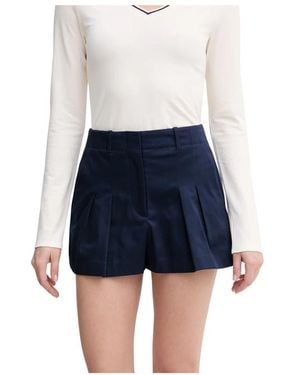 Lacoste Korte Broeken ,Blauw ,Katoen Gevouwen Pantalon Shorts