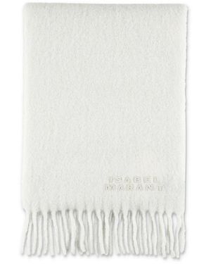 Isabel Marant Firny Wollen Sjaal Franje Logo - Wit