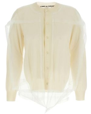 Comme des Garçons Truien & Vesten ,Wit ,Wol Tulle Cardigan