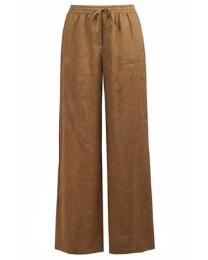 Ottod'Ame Linnen Broek Met Contrast Streep - Bruin