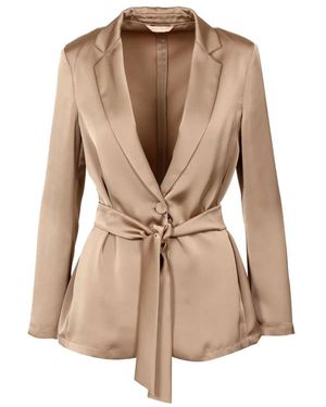 Pennyblack Satin Jas Met Riem - Naturel