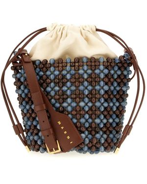 Marni Tassen ,Veelkleurig ,Denim Bucket Bag - Zwart