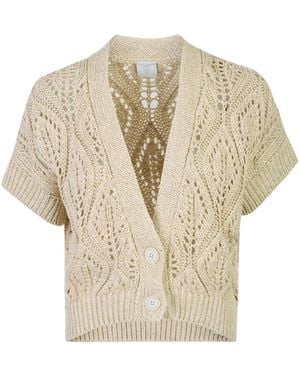 Eleventy Maglia Cardigan Due Bottoni - Naturel
