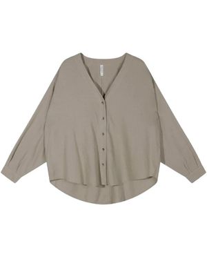 10Days V-Ausschnitt Bluse Aus Leinen-Viskose - Grau