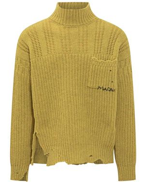 Marni Virgin Wool Rollkragenpullover - Grün