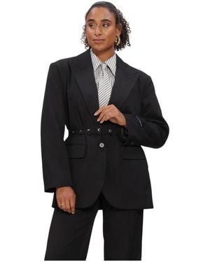 Haute L'Amitié Jassen ,Zwart ,Leer Premiere Oversize Belt Blazer