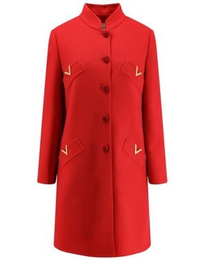 Valentino Geborduurde Wol Kasjmier Jas - Rood