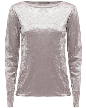 D.exterior Tops ,Bruin ,Perforated Velvet Sweater - Grijs