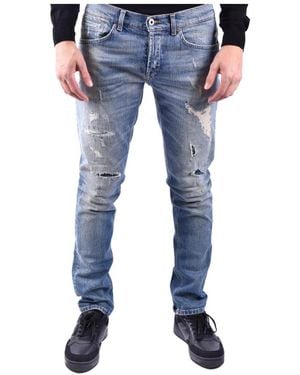 Dondup Ripped Worn-Out Effect Button-Fly Jeans - Blauw