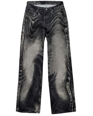 Camper Vortex Print Wide Leg Jeans - Grijs