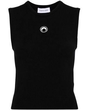 Marine Serre Round-Neck Knitwear - Negro