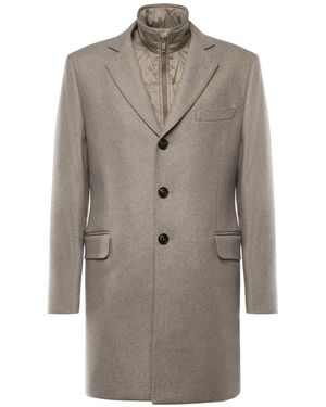 Fay Single-Breasted Coats - Grey