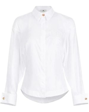Elisabetta Franchi Poplin Overhemd Met Lange Mouwen - Wit