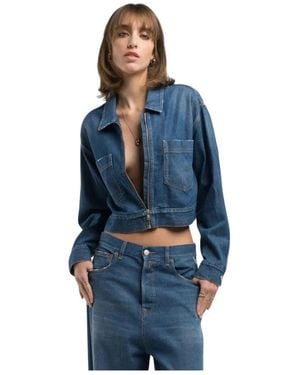 Replay Vintage Denim Jacke Mit Reißverschluss - Blau